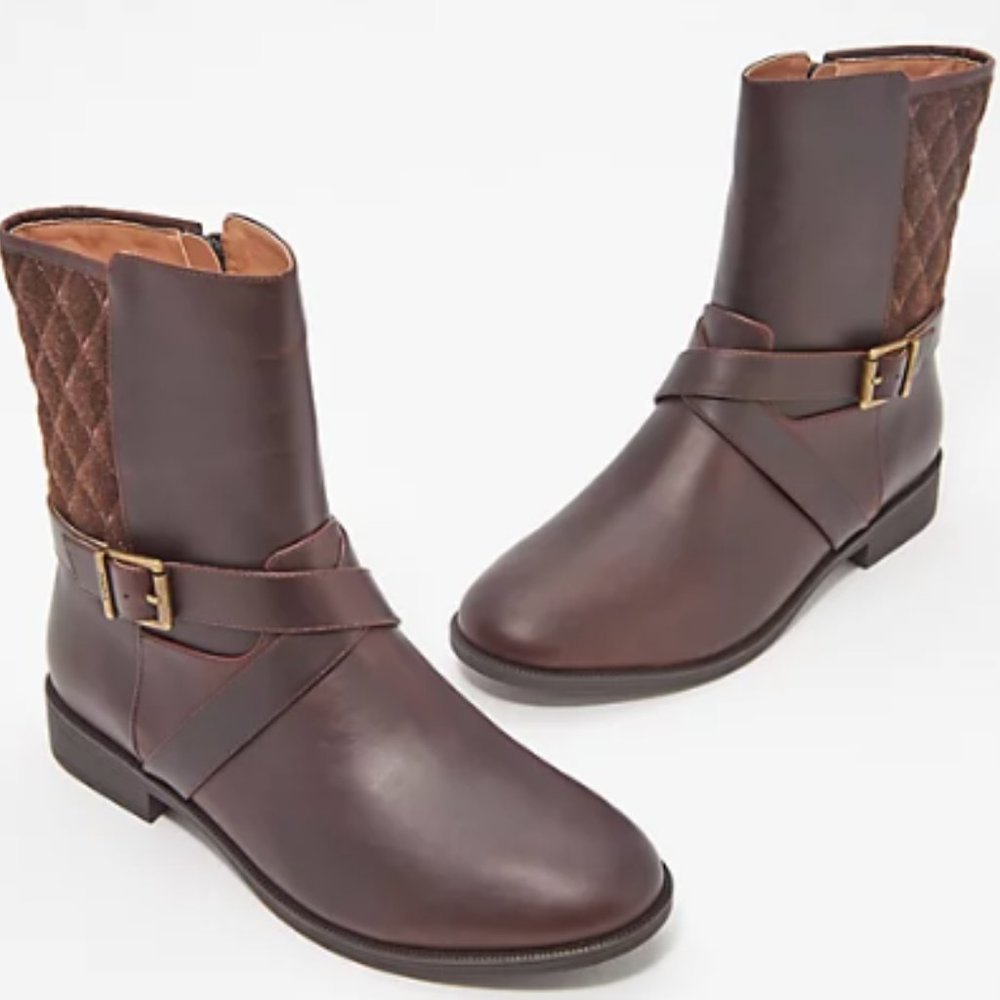 Gently Used size 7.5 Vionic Brown Leather short (half calf length) boots